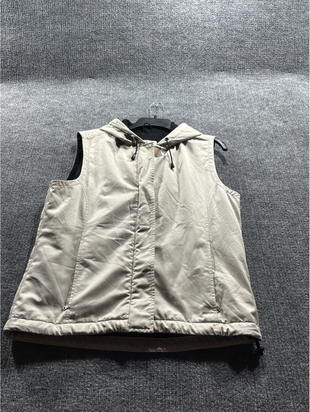 Eddie Bauer Men's Beige Hooded Sleeveless Vest Medium